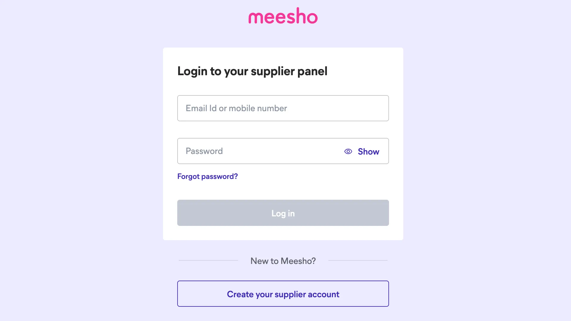 Meesho Supplier Login Panel
